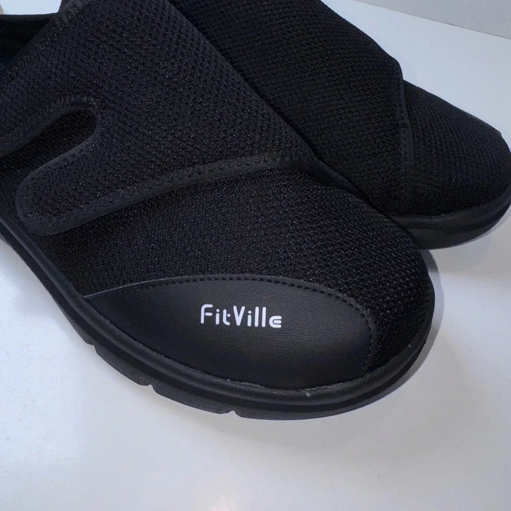 FitVille Recovery Clogs Men 11 Black Wide Mesh Hook Loop JY-ETDSV520250213M